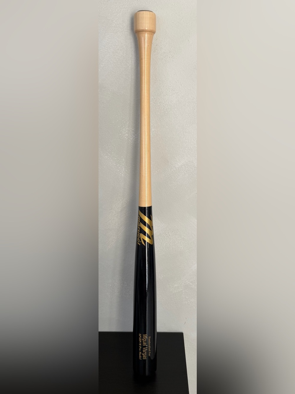 Marucci Wood Baseball Bat in Natural and Black with Gold Accent